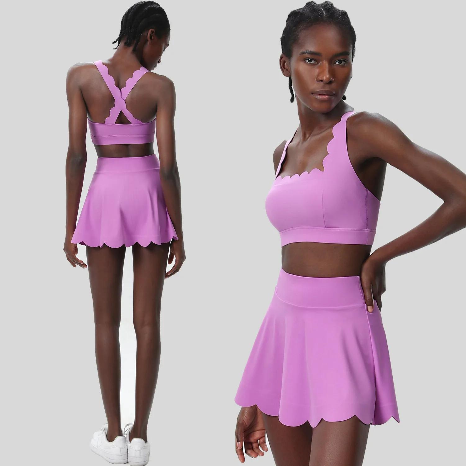 Tenue de Tennis d'Été Femmes - Ensemble Sportif Respirant à Séchage Rapide pour Yoga Course et Gym Extérieur