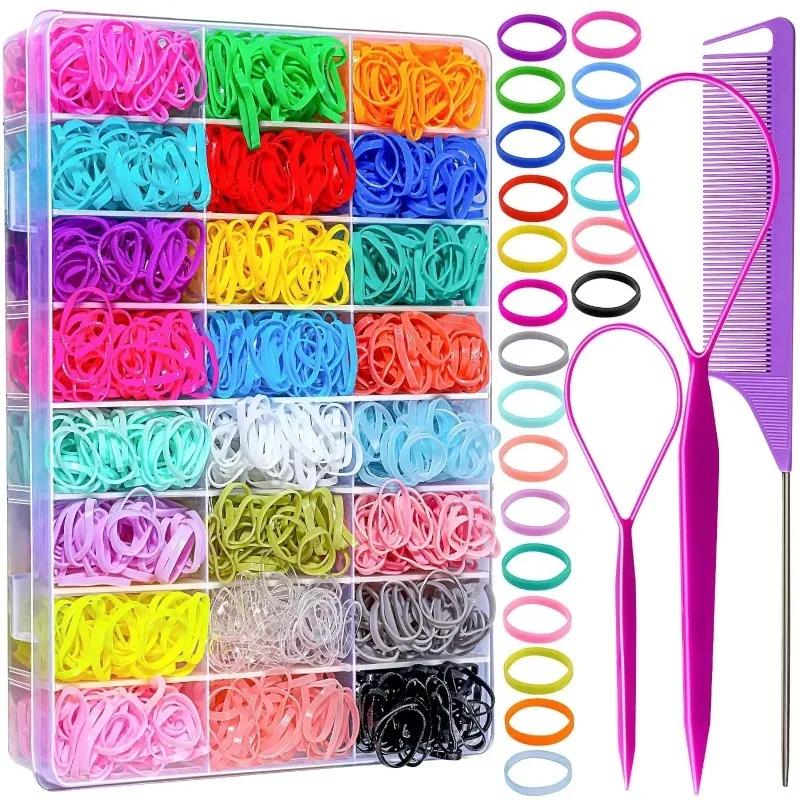Élastiques à cheveux 24 couleurs, mini-élastiques pour cheveux, petits attaches pour cheveux, accessoires colorés pour cheveux pour tout-petits, filles, enfants