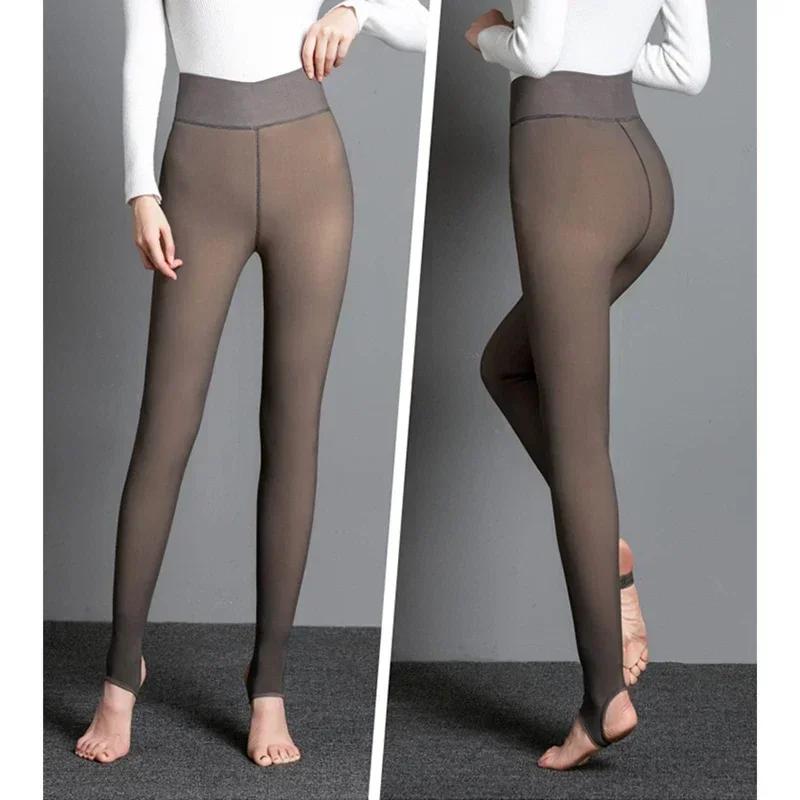 Bas thermiques translucides pour femmes, collants chauds, collants épais, velours élastique, sourire, mince, sexy, femme, hiver