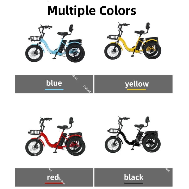 Vélo électrique pliable de 18 pouces à 3 roues pour adultes, tricycle électrique de 350W pour personnes âgées, vélo électrique avec panier et batterie amovible