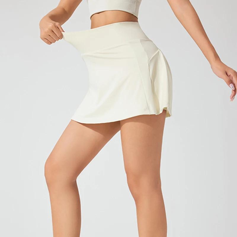 Jupe courte sport femme 2 en 1 - Tennis course gym - Respirante avec poche latérale - Couleur unie