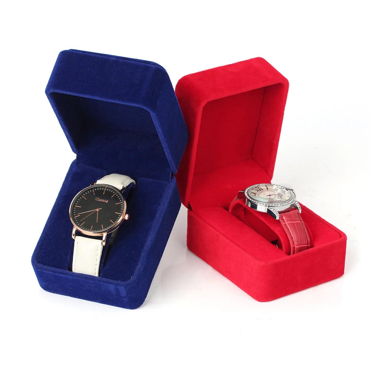 Boîte de montre en velours à coins ronds pour montre connectée, mallette de rangement d'horloge, accessoires de bijoux, boîtes d'emballage d'affaires