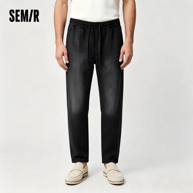 Semir jean hommes ample jambe droite américain ourlet incurvé 2025 nouveau été pantalons longs rétro pour tenues décontr