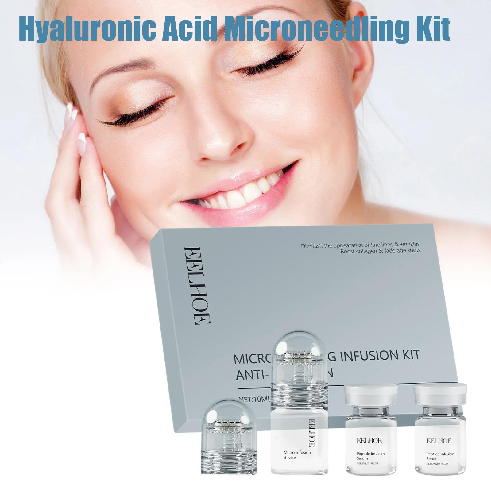 Kit Facial à l'Acide Hyaluronique : Sérum Hydratant, Rouleau Applicateur, Soin Raffermissant Délicat, Lissant et Nourrissant pour la Peau, Ensemble d'Essences Quotidiennes