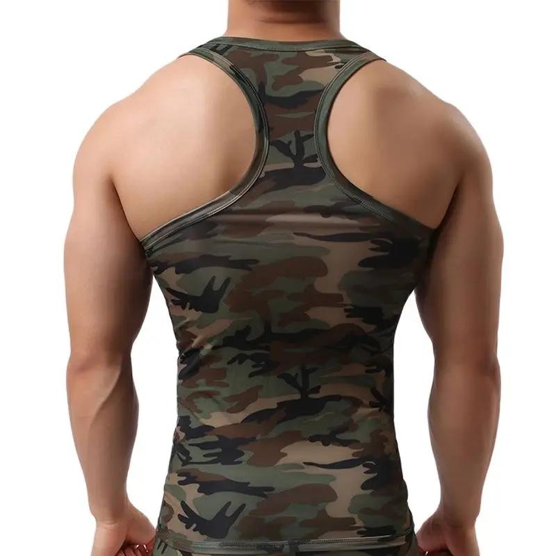 Débardeur à séchage rapide pour hommes, maillot de corps sans manches, Fitness, Camouflage, Singlet, musculation, gilet musculaire, vêtements élastiques