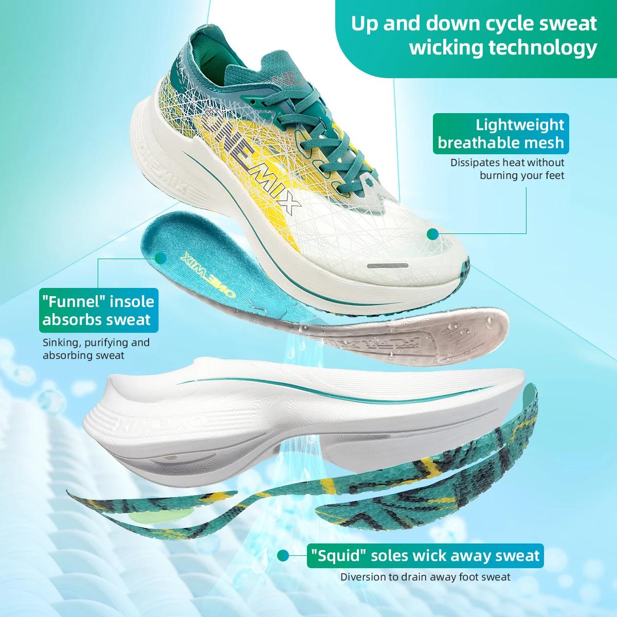 Chaussures de marathon ONEMIX avec plaque carbone - Baskets ultralégères à rebond - Absorption choc et stabilité testée