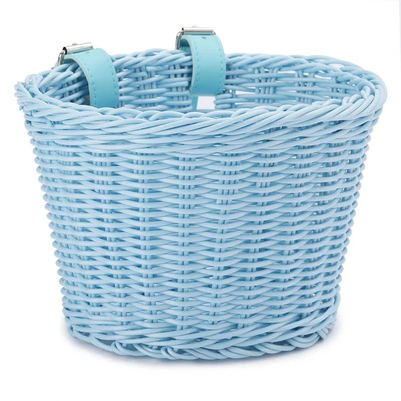 Panier de vélo traditionnel multifonction pour guidon avant, panier de vélo étanche tissé à la main pour enfants