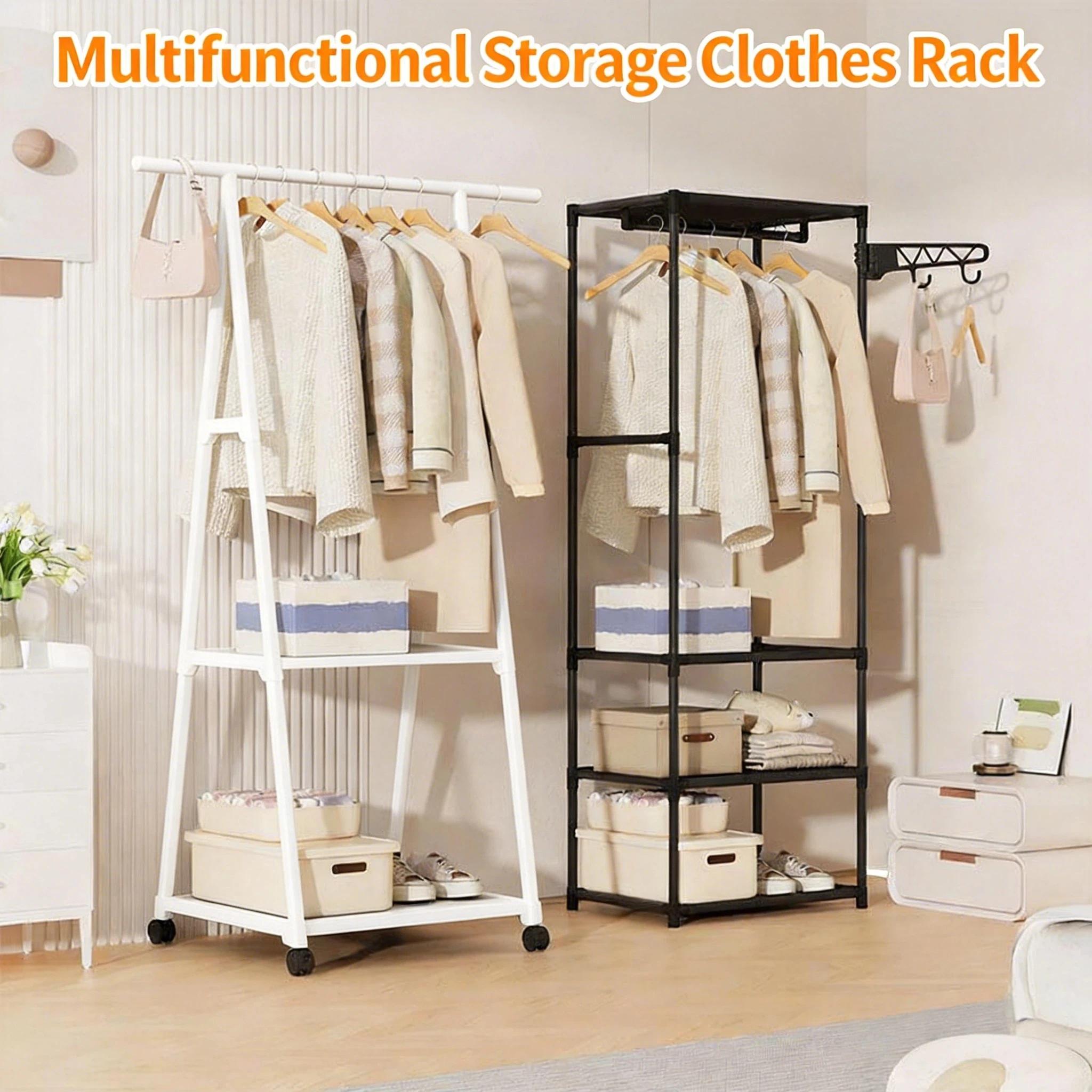 Porte-vêtements multifonctionnel, étagère de rangement simple pour manteaux, organisateur de vêtements peu encombrant, support de rangement mobile pour chambre à coucher