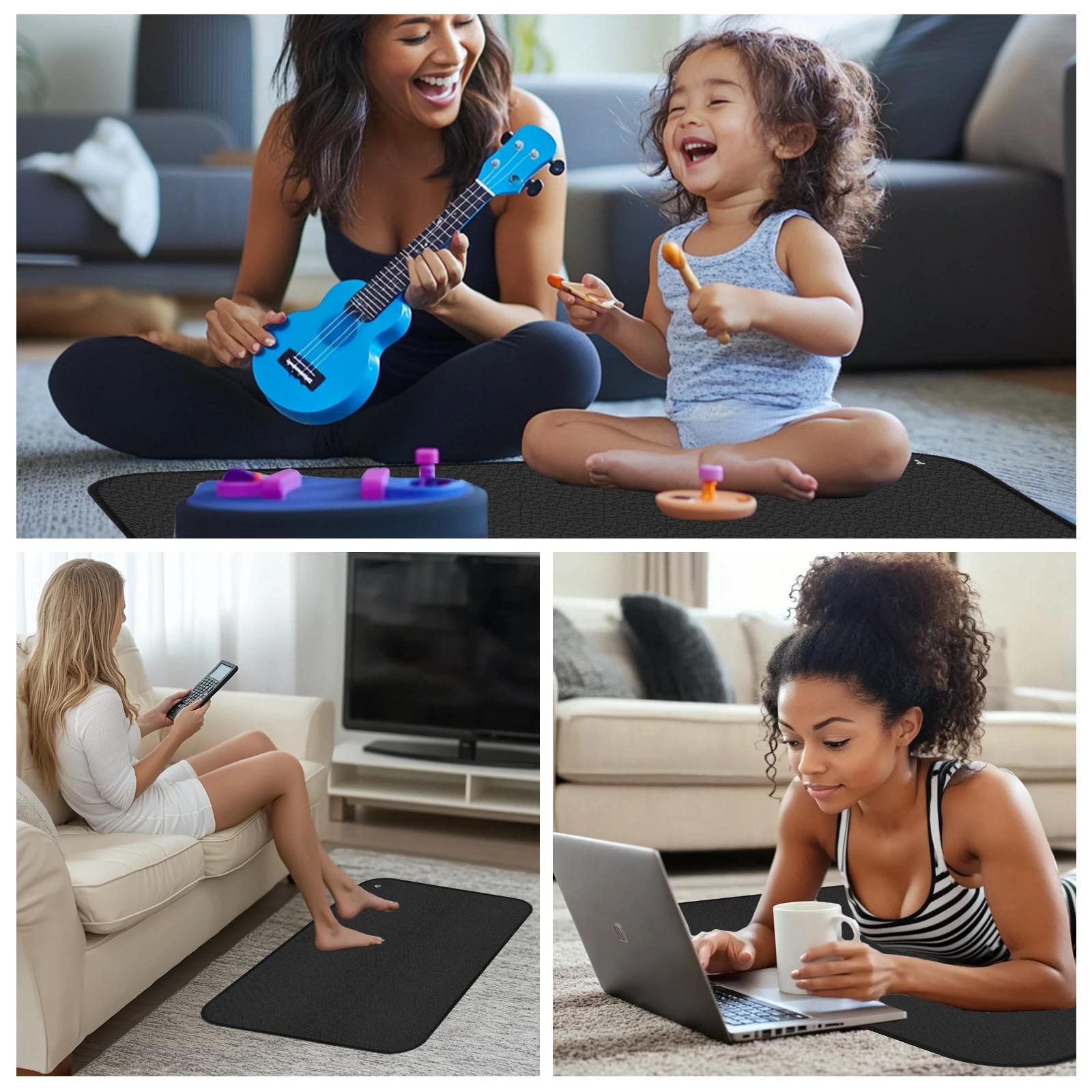 Tapis de mise à la terre 90x60cm/40x60CM, pour améliorer la santé du soulagement de la douleur du sommeil avec la thérapie de récupération connectée à la terre, libération électrostatique