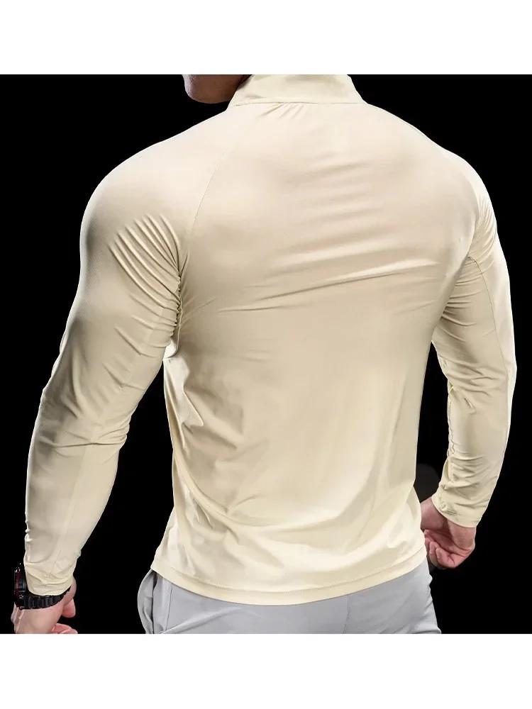 T-shirt sport homme fitness course entraînement col rond séchage rapide respirant manches longues automne 2024