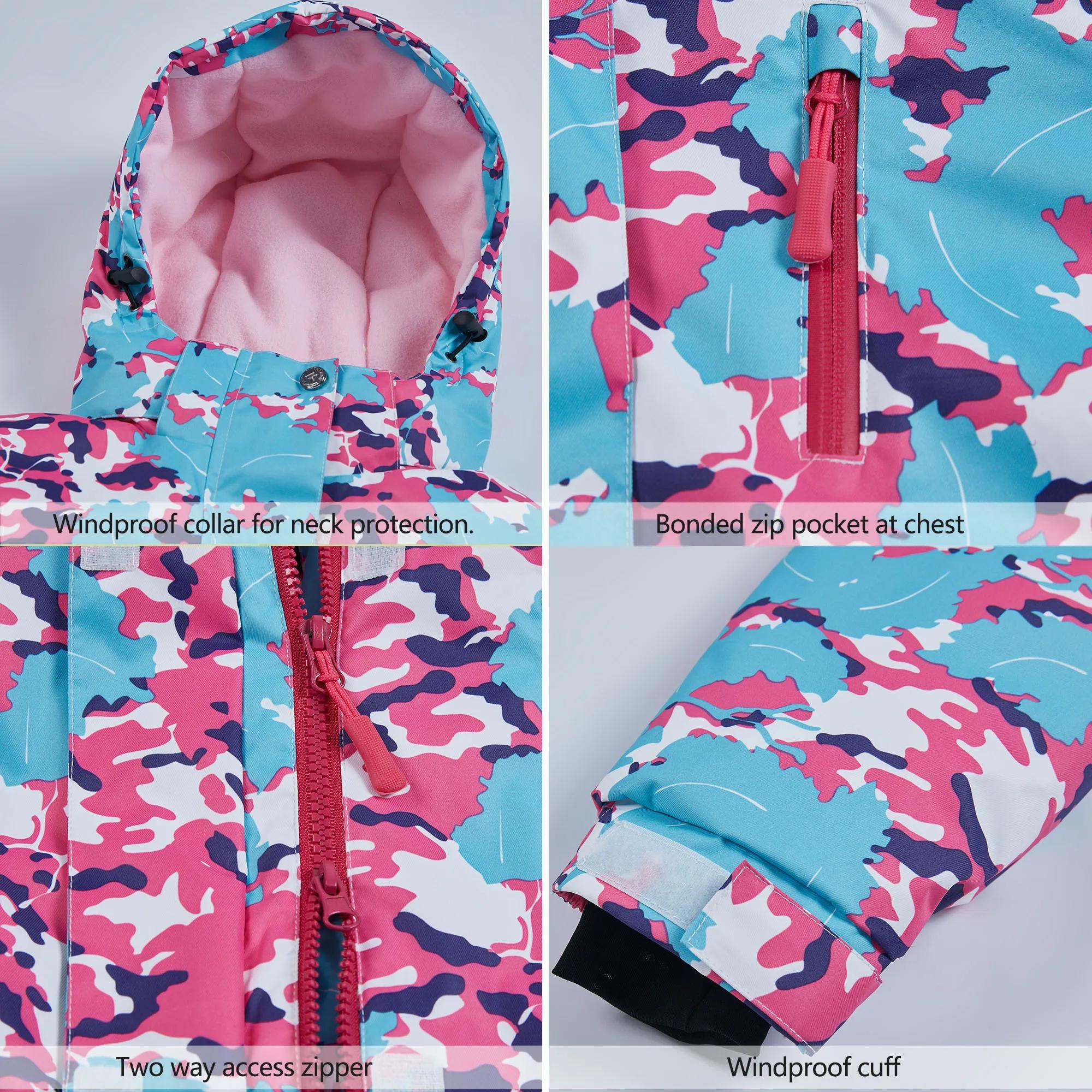 Combinaisons de ski pour enfants, veste de snowboard pour enfants, pantalons à bavette, coupe-vent, imperméables, combinaisons de neige chaudes, vêtements d'hiver pour filles et garçons