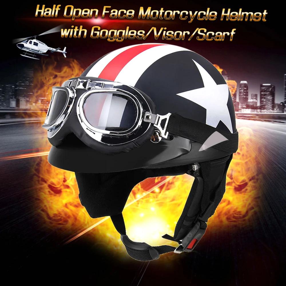 Casque de Moto demi-visage rétro Vintage Style Moto Casco Capacete casque de Moto avec visière lunettes UV Motocross Moto