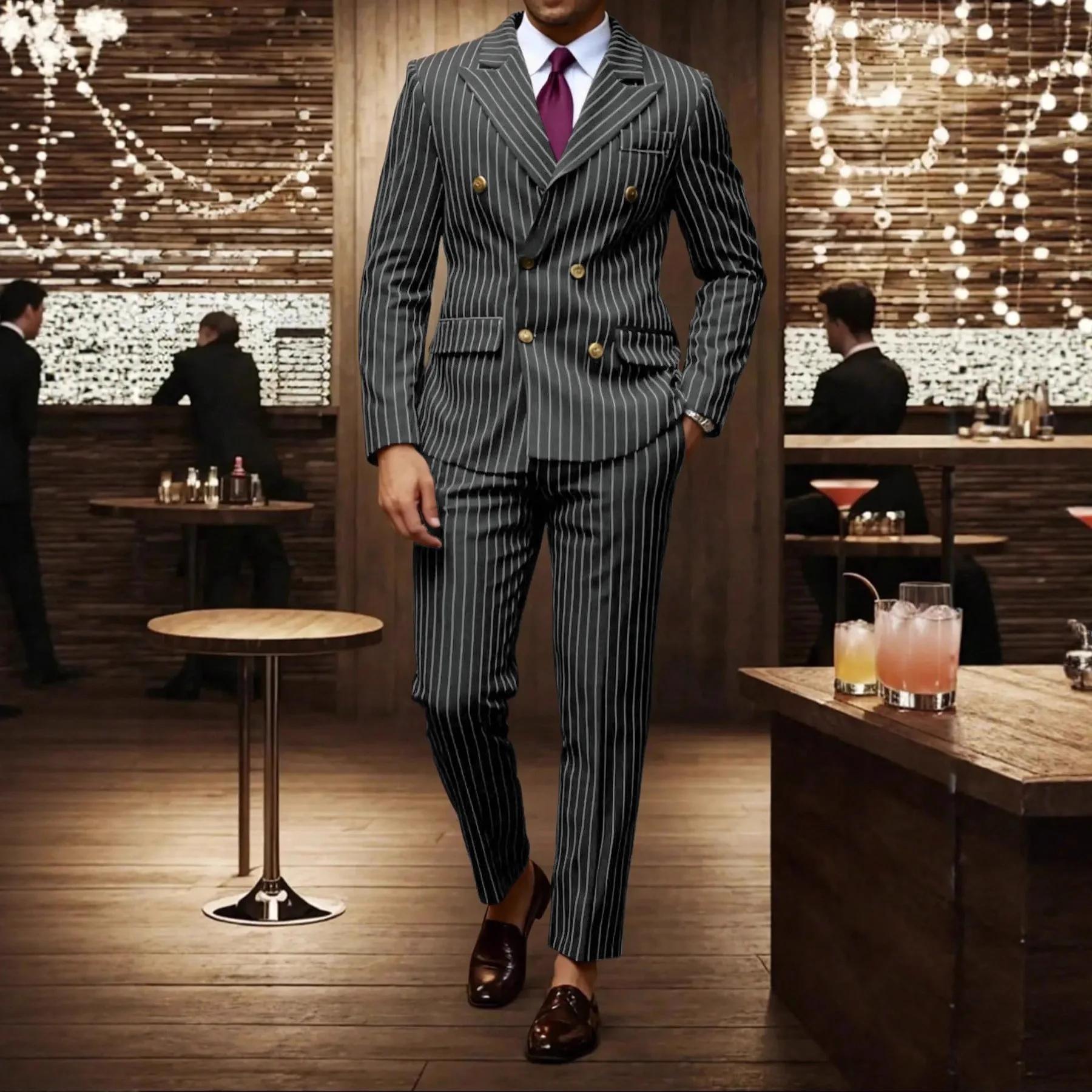 Vêtements pour hommes européens et américains de haute qualité, costumes formels à rayures, pantalons pour affaires, dîners formels, mariages