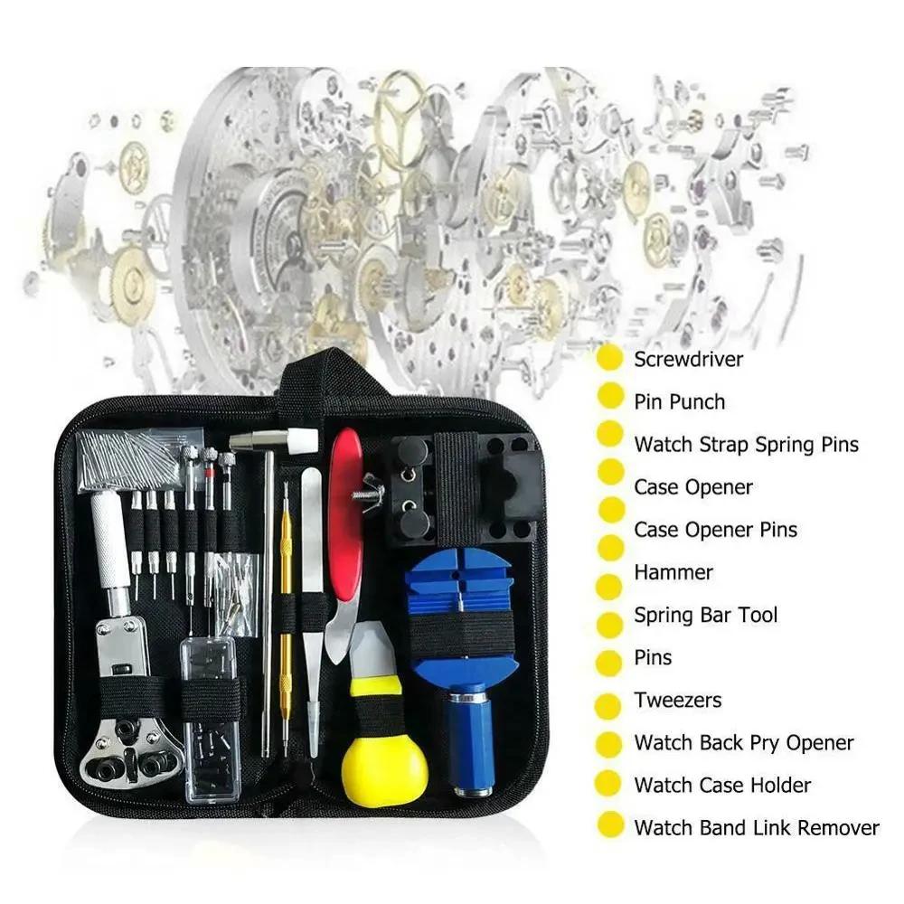 Kit d'outils de réparation de montres 147 pièces pour démontage, installation, entretien, ajustement des bracelets et remplacement des piles
