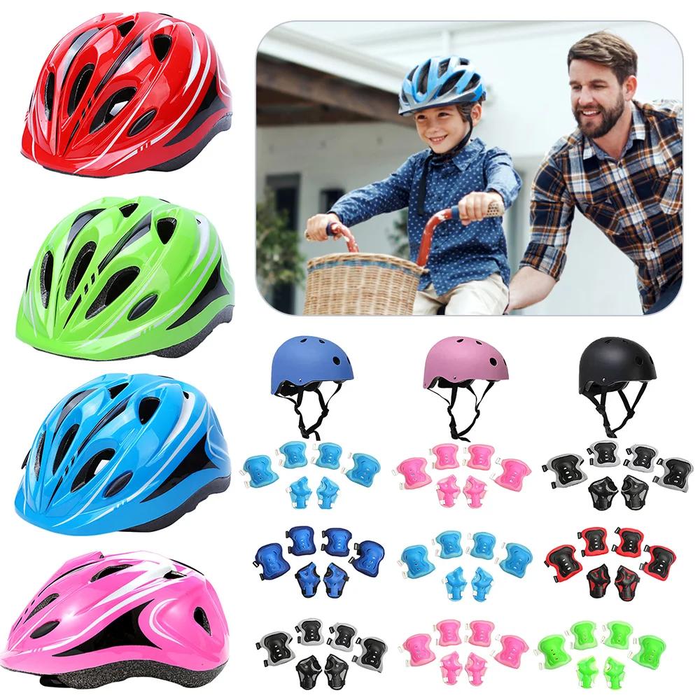 Casque de vélo respirant pour enfants, casques de vélo de route VTT pour enfants, protection sûre, équipement de sauna avec genouillères pour sports de plein air, pièce de sauna