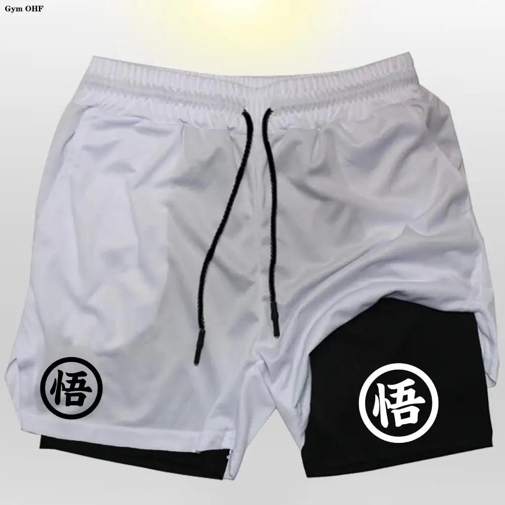 Pantalon survêtement homme 2 en 1 Gym course séchage rapide été Z Goku Anime