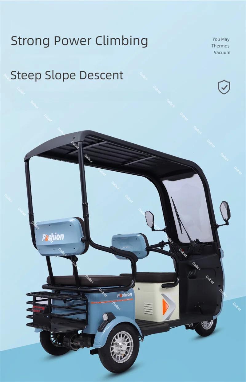 Scooter électrique vélo Parent enfant 3 roues avec toit 3 sièges longue portée 50KM pour adultes femmes 1000w Tricycle électrique passager