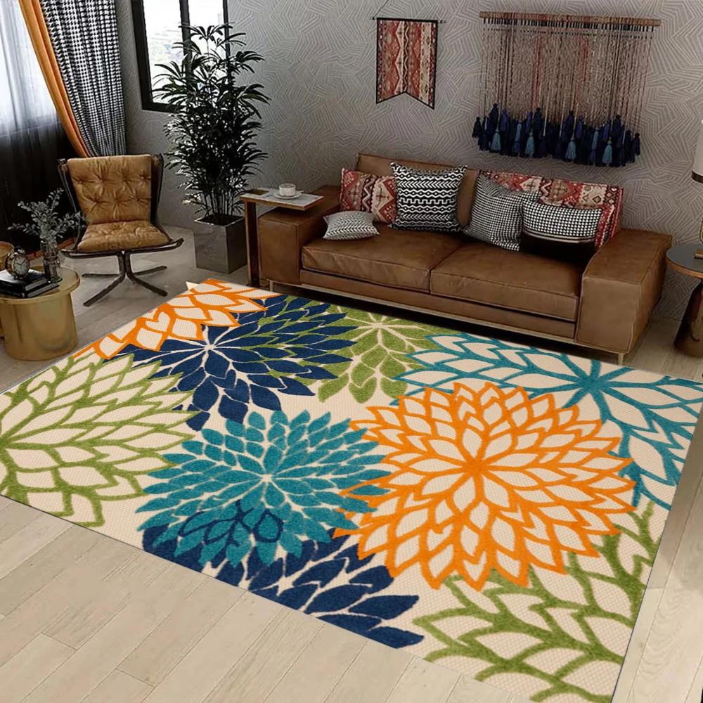 Tapis en Chenille florale botanique tropicale imperméable et antidérapant pour terrasse et jardin d'arrière-cour résistant aux intempéries