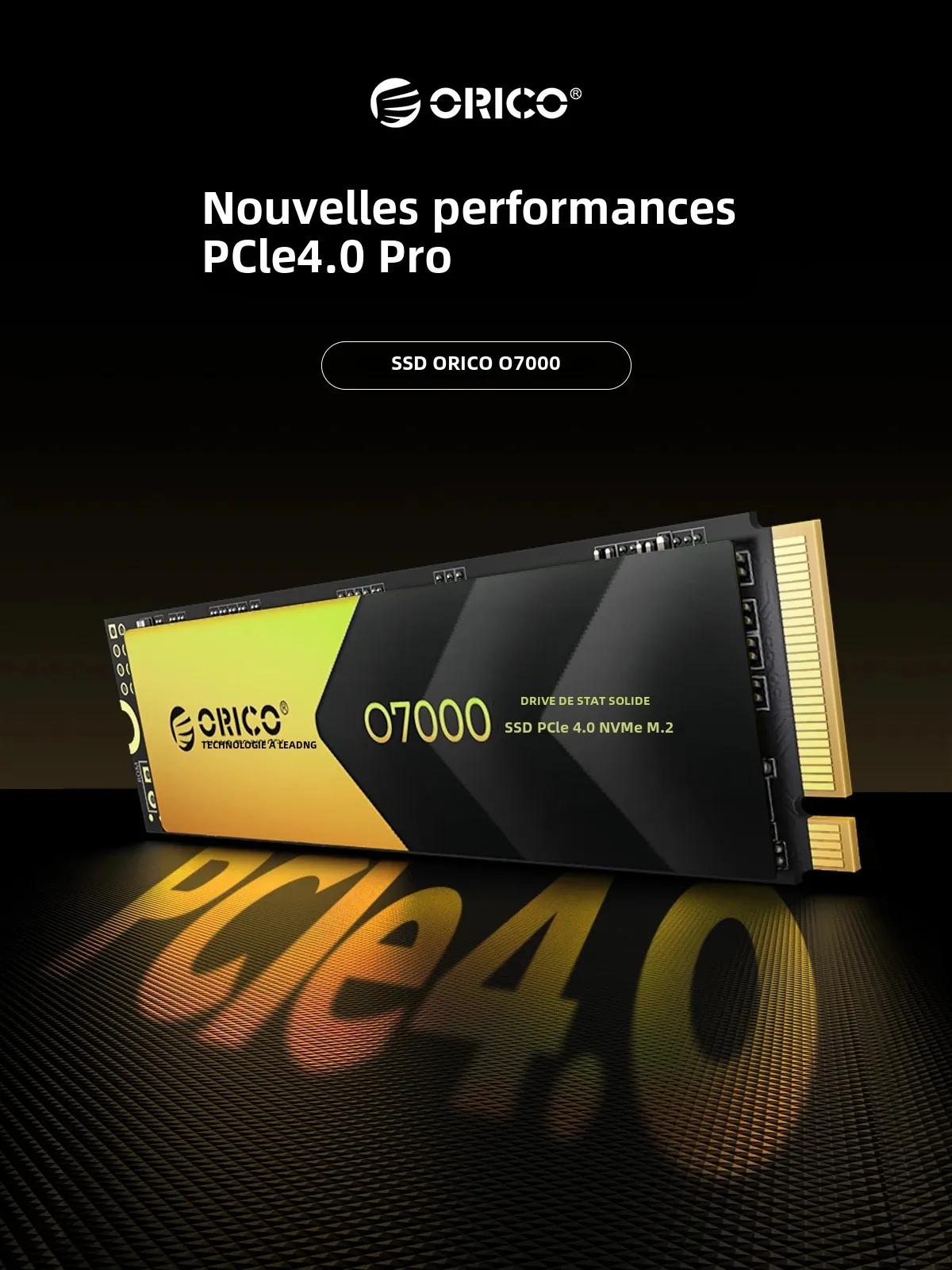 ORICO PCIe4.0 M.2 NVMe SSD PS5 Gaming 7400 mo/s disque SSD interne M Key 2280 SSD pour les créateurs de contenu 1 to/2 t