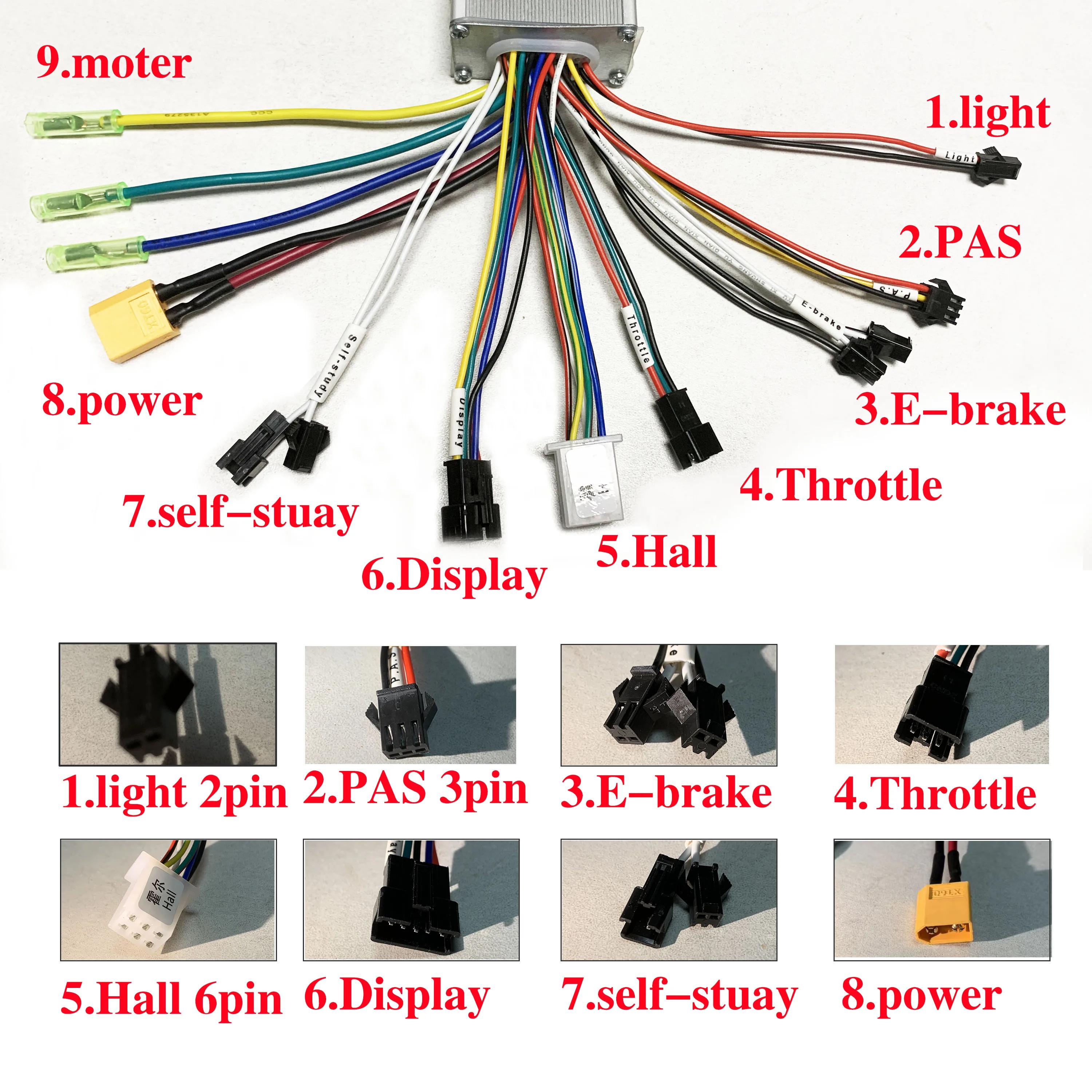 Kit de vélo électrique 24V/36V/48V: contrôleur d'onde sinusoïdale 25A avec instrument LED S800