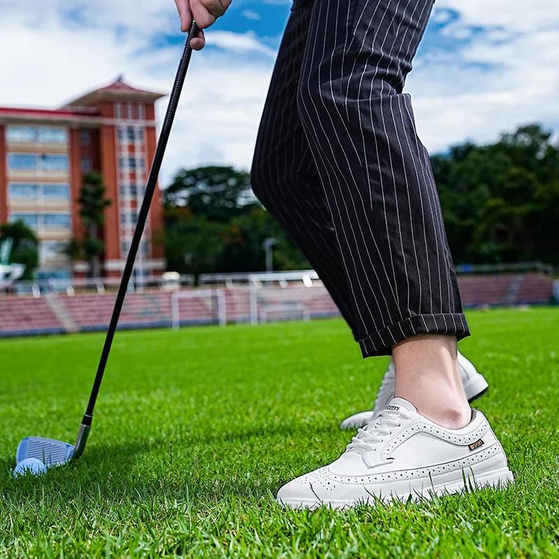 Chaussures Golf Professionnelles Hommes Cuir Respirant - Compétition Entraînement Grandes Tailles 39-47