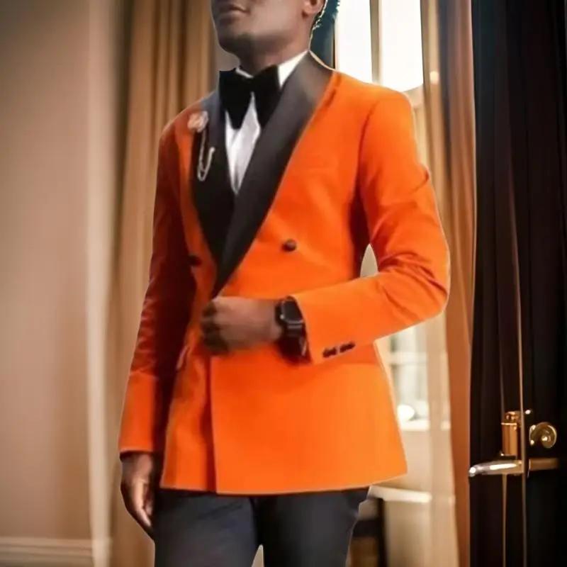 Veste en velours trempé pour hommes, blazer de mariage à double boutonnage, revers châle, sur mesure, coupe couvertes, mode, Rh, 1 pièce, 2024