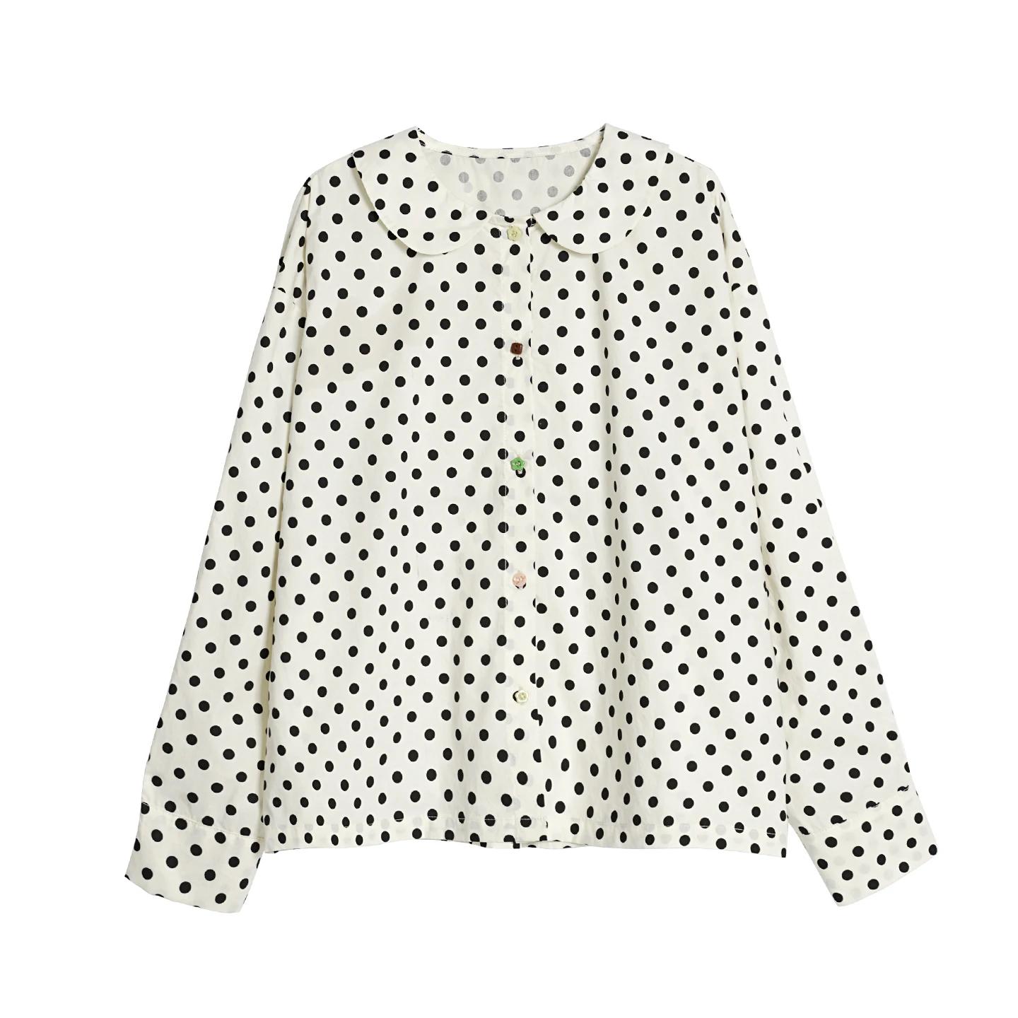 IMAKOKONI – chemise à pois avec col Peter Pan pour femme