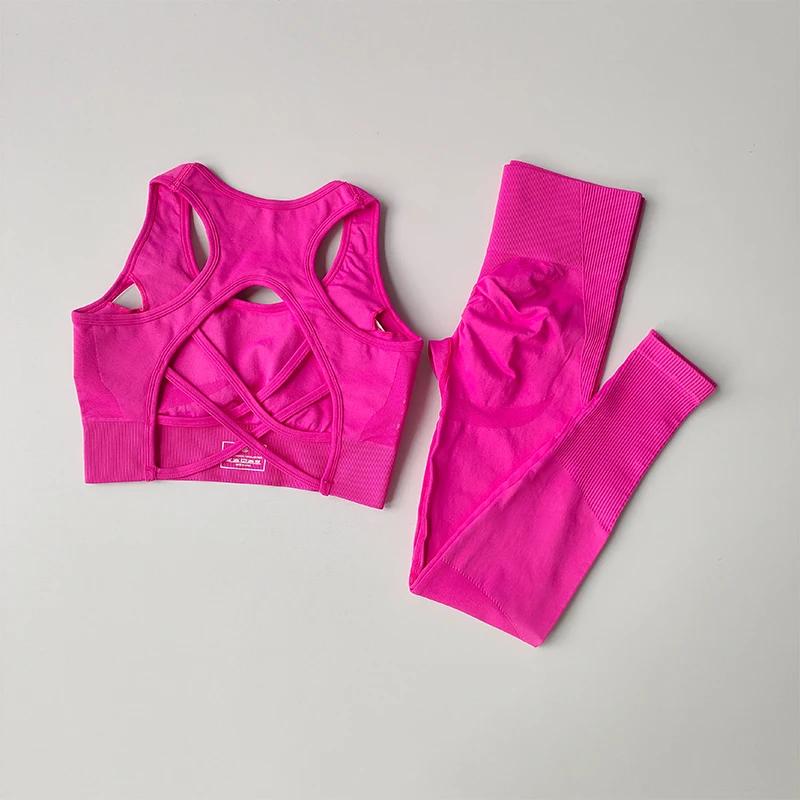 Ensemble sport femme 2 pièces débardeur leggings yoga fitness course résistant aux chocs