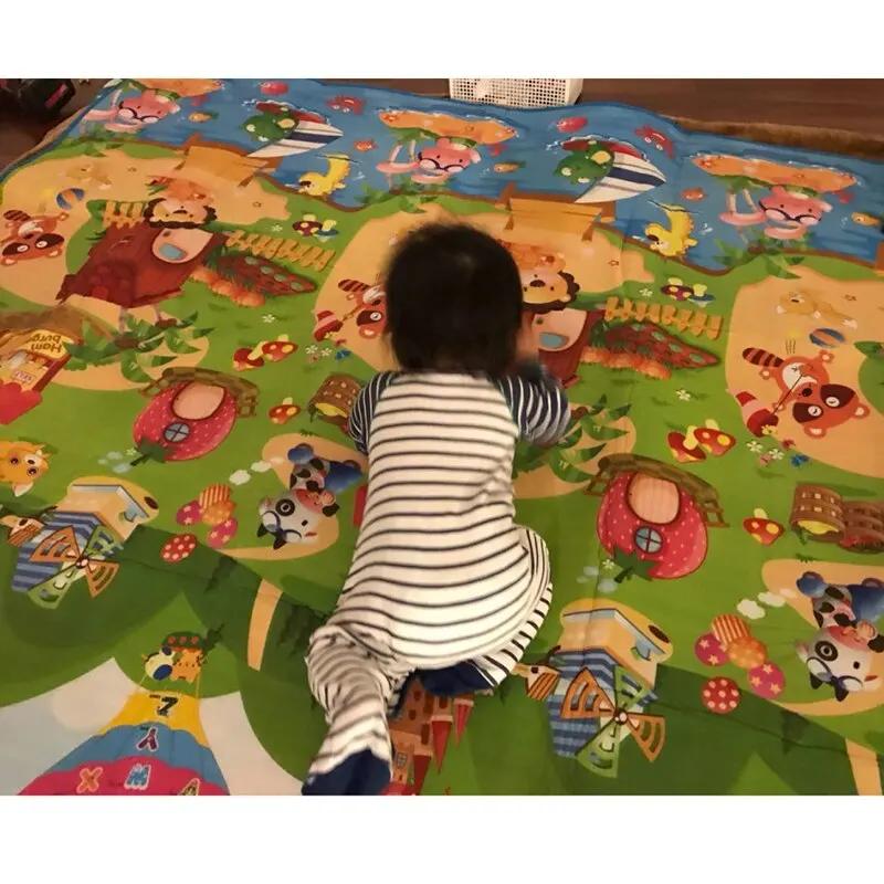 Tapis de jeu en polymère pour bébé, jouet pour enfants, activité de gymnastique, aire de jeux, imprimé double face, sol en mousse lea