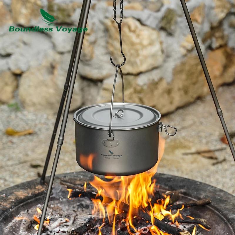 Pot de camping en titane 2900ml suspendu pour randonnée trekking homme usage plein air occasions spéciales