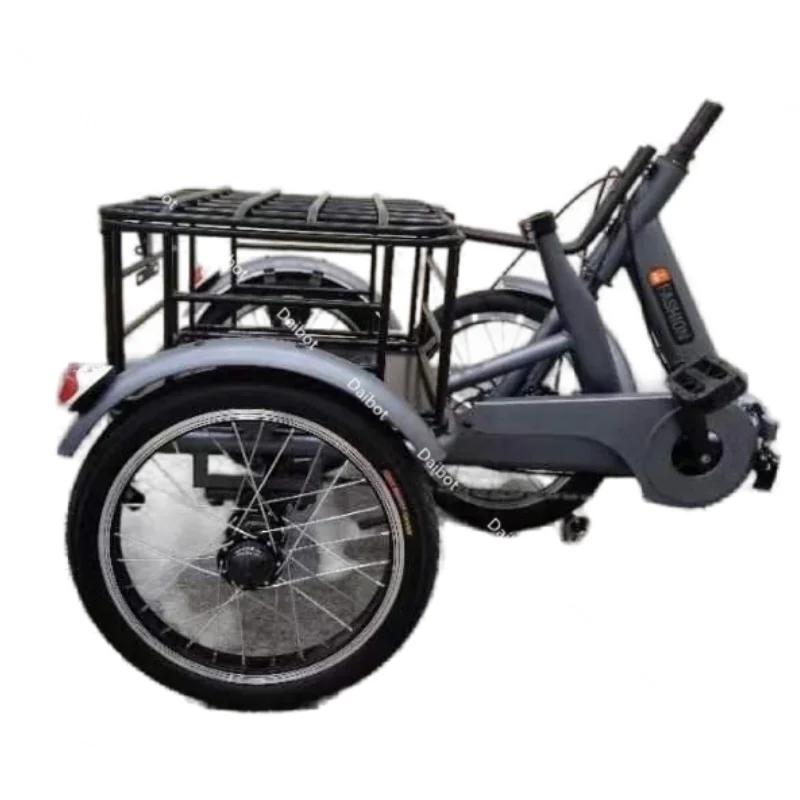 Vélo électrique familial pliable pour adultes, avec panier arrière, Double freins, Tricycles électriques puissants 400W, vélo Cargo électrique à 3 roues