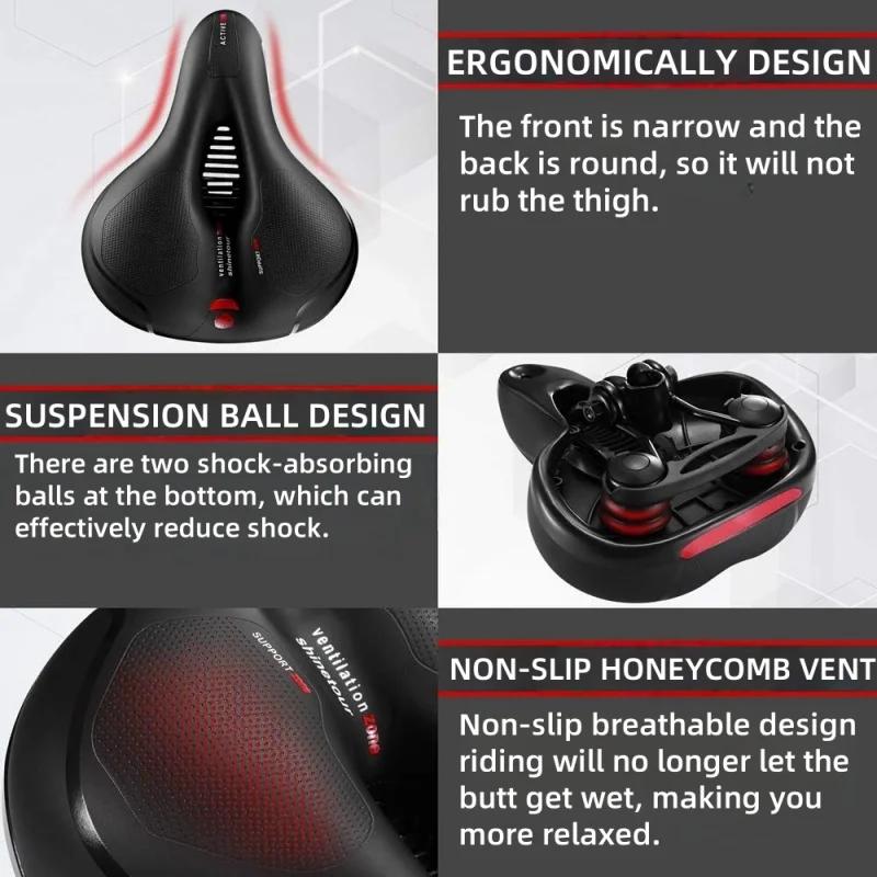 Coussin de vélo confortable pour les femmes et les hommes double absorption des chocs mousse à mémoire sphérique