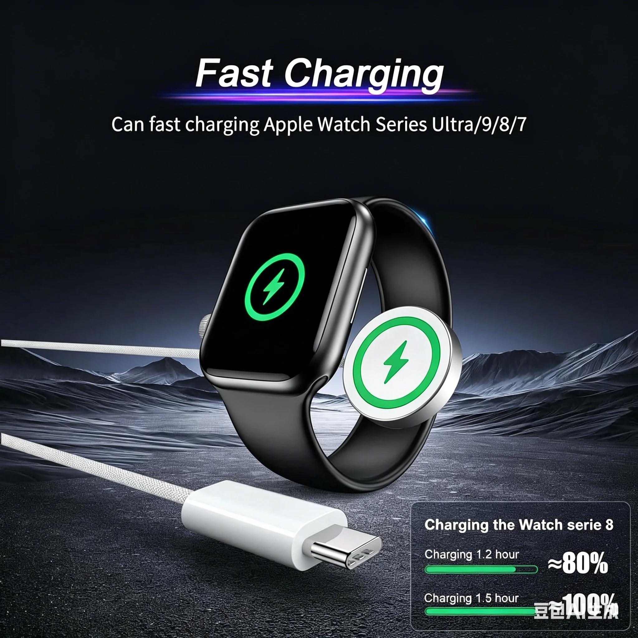 Cordon de chargeur USB C Compatible pour Apple Watch câble de chargement de montre magnétique Compatible pour montre série 10 9 8 7 6 charge rapide