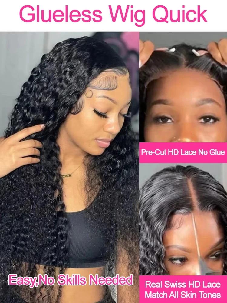 CEXXY Perruque Boucles Cheveux Humain