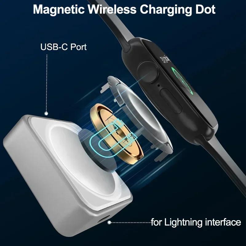 Chargeur magnétique portable sans fil rapide pour iWatch Series 9 8 7 6 5 SE, chargeur de conversion Type C pour iWatch Series 6 5 3 2 1