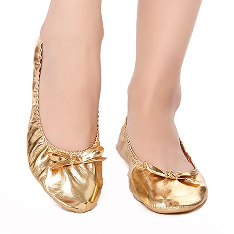 USHINE EU27-41 en cuir doré yoga pantoufles professeur gym intérieur exercice ventre ballet danse chaussures enfants fil