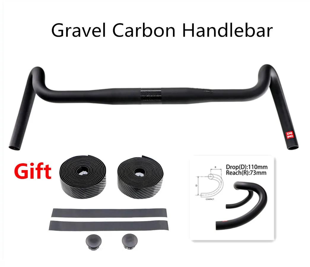 Guidon de gravier en carbone grande barre évasée vélo de route cyclocross 400 420 440mm 30 degrés offert ruban de guidon occasion spéciale