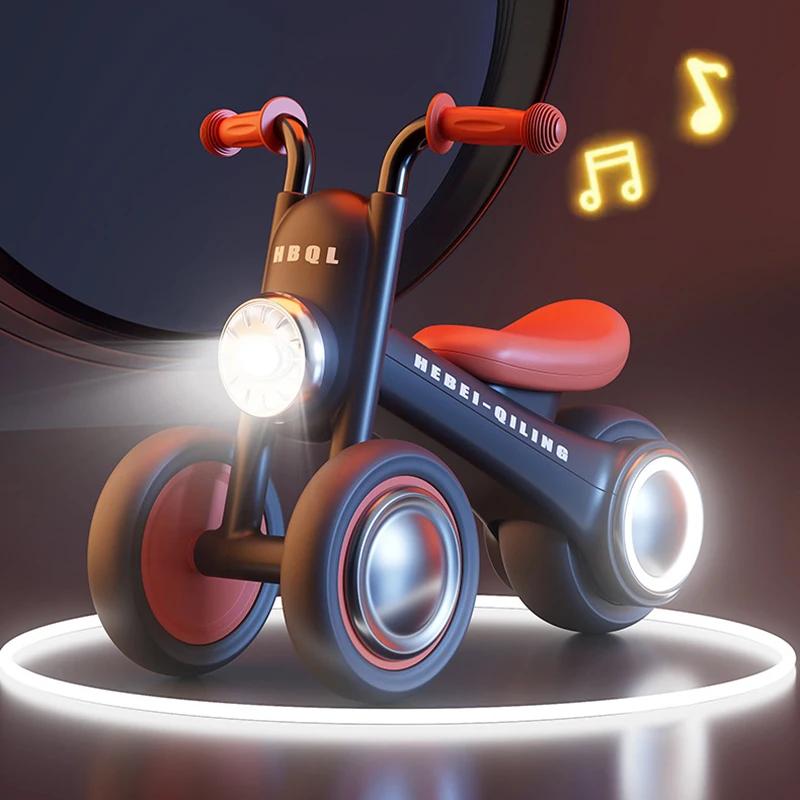 Vélo d'équilibre pour enfants sans pédales, trotteur pour tout-petits avec lumières LED avant, musique, roues silencieuses anti-basculement pour bébés de 1 à 3 ans