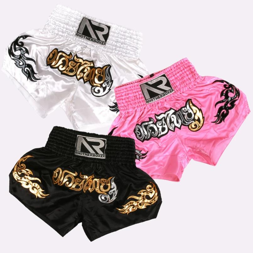 Short Muay Thai MMA brodé bon marché pour hommes femmes enfants entraînement boxe