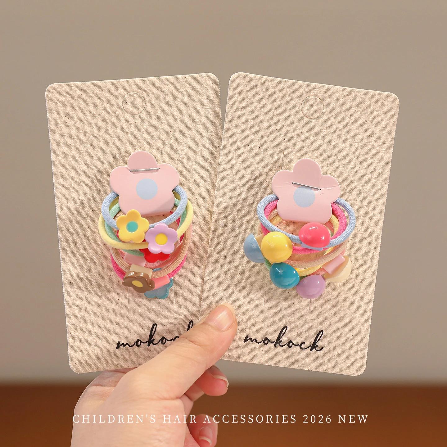 Élastiques à cheveux pour bébé, motif dessin animé mignon, haute élasticité, ne blesse pas les cheveux, élastiques colorés en forme de fleur et de bonbon pour tout-petits, accessoires capillaires pour