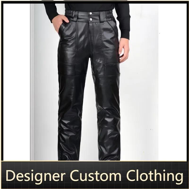 Pantalon en cuir de vache véritable pour hommes