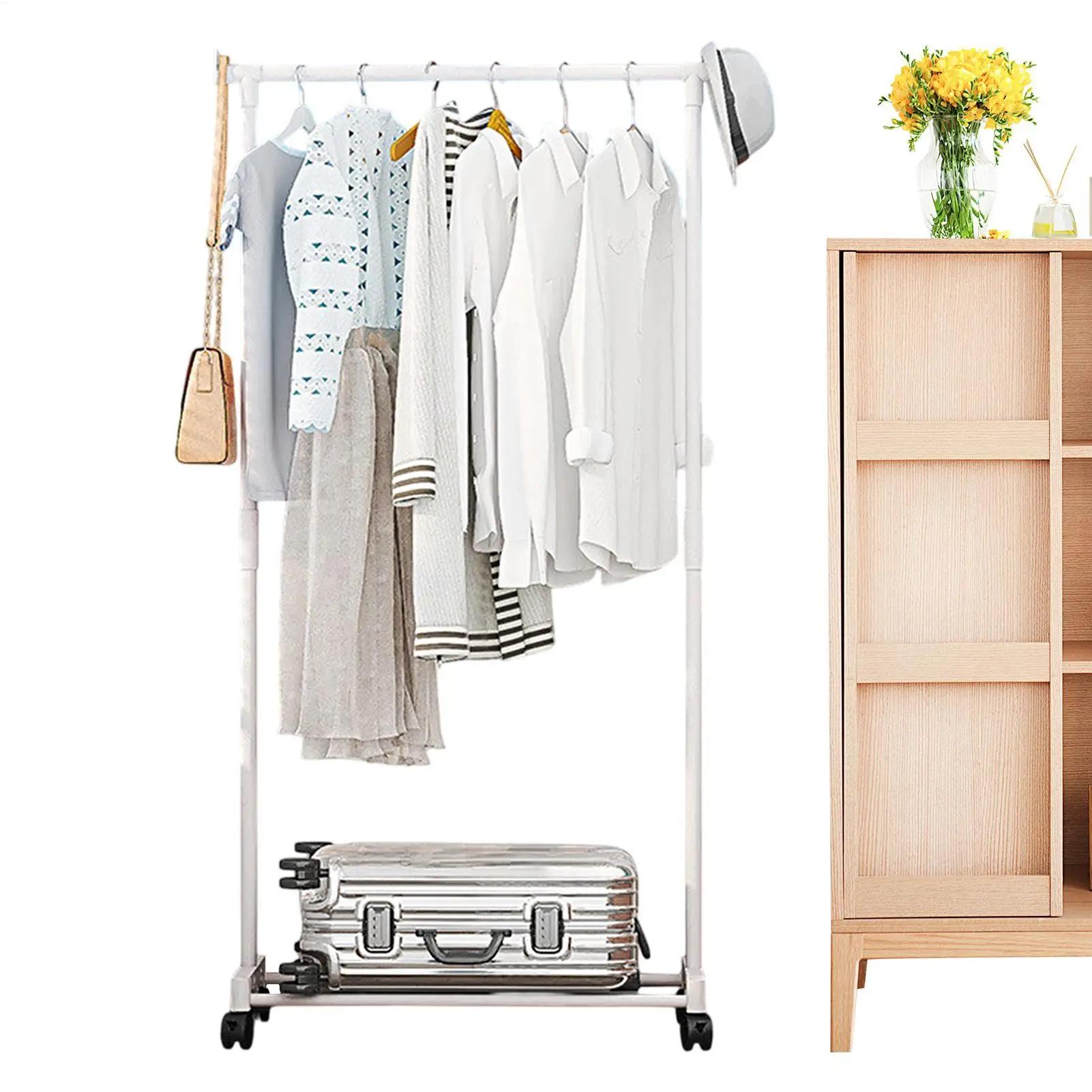 Porte-vêtements robuste pour rangement saisonnier avec étagère inférieure, sur roulettes, pour placard, entrée, salon