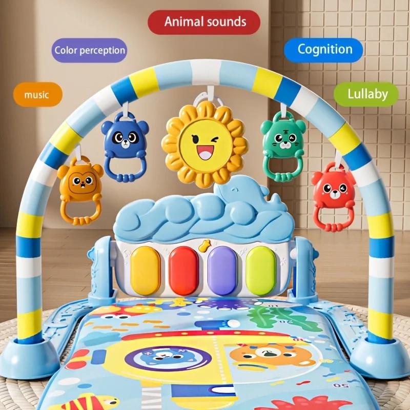 Tapis de jeu pour bébé, 1 ensemble de tapis rampant pour activités de fitness pour bébé avec jouets suspendus, tapis de jeu musical éducatif, vacances parfaites et B