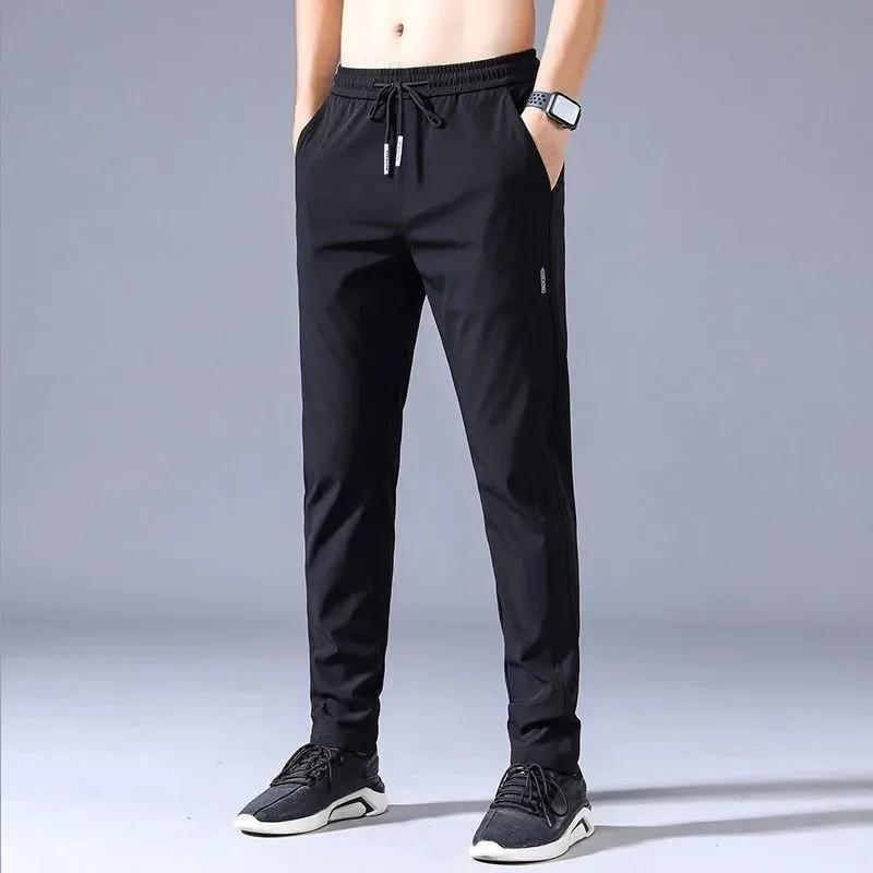 Pantalons pour hommes 2025 été nouveau noir gris mince affaires pantalons décontractés en plein air élastique respirant jambe droite pantalons de survêtement