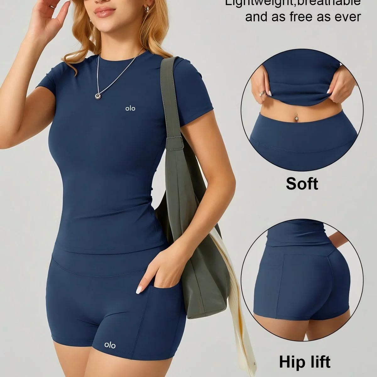 Nouvelle collection 2026 de vêtements de sport et de fitness - Haut moulant, short rehausseur de fessiers, vêtements de yoga effet seconde peau, ensemble deux pièces - Ensemble de sport et yoga pour f