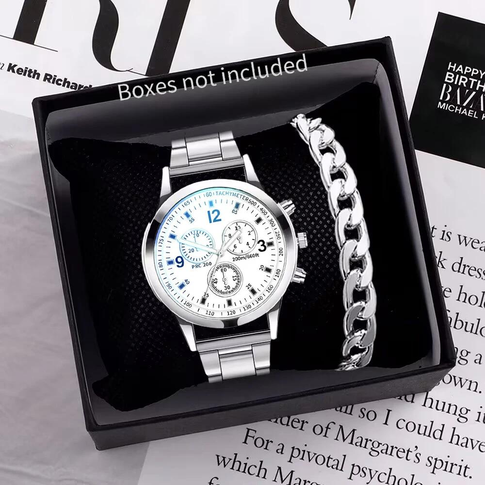 1/2 pièces montres d'affaires pour hommes montre à Quartz avec Bracelet en acier pour hommes de mode avec Bracelet (boîte non incluse)