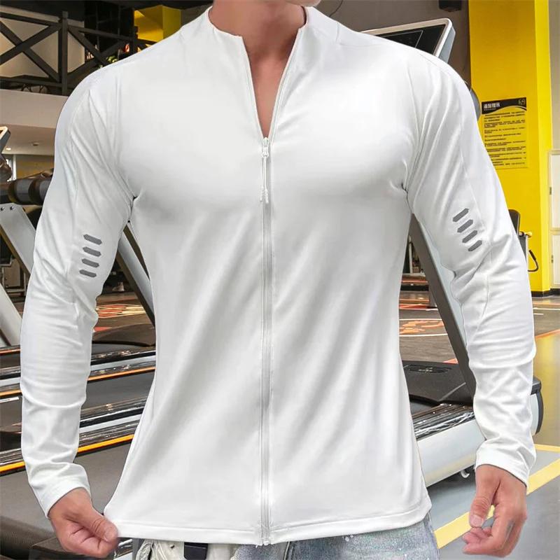 Veste fitness manches longues homme - Sweat-shirt entraînement gym cardigan zip jogging printemps automne