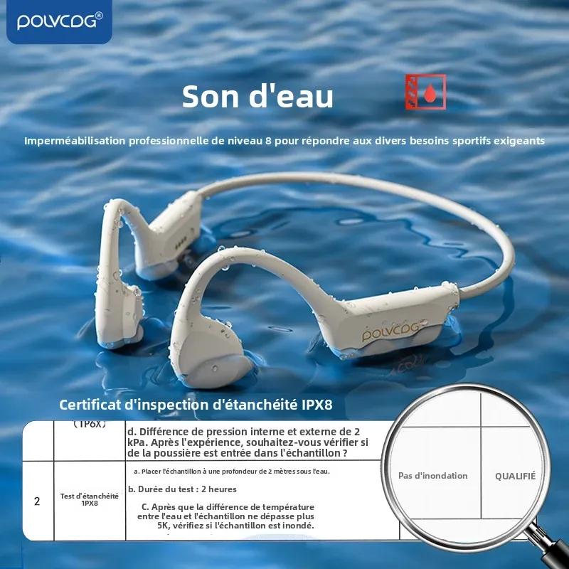 POLVCDG casque à Conduction osseuse IPX8 32GB Bluetooth 5.3