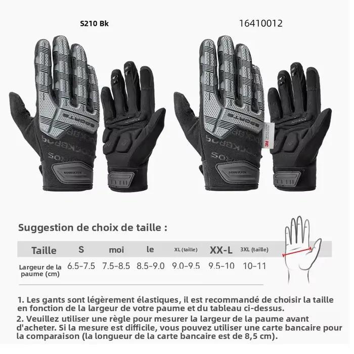 Gants de vélo ROCKBROS rembourrage SBR épaissi antichoc matériau respirant gants de sport d'hiver gants de vélo tout terrain à doigts complets