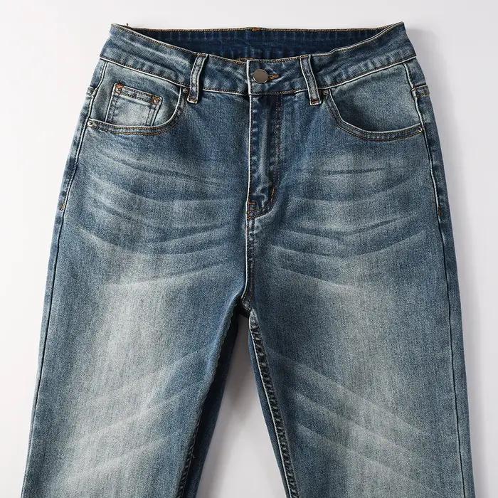 Jean Slim coupe botte pour hommes, pantalon en Denim de coton bleu de couleur Pure de haute qualité,